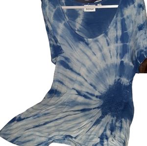 Avenue Plus size 18/20 Blue tie dye shirt with flared hem & side ruching